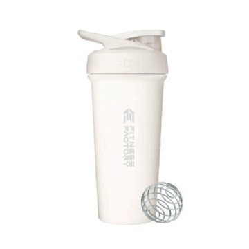 健身工廠xBlender Bottle-聯名搖搖杯/奶油白_杯身740ml_刻度590ml_食品級304不鏽鋼 大容量