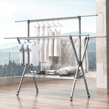 名至晾衣架折疊落地陽臺室內外家用移動伸縮涼掛曬衣架曬被子神器