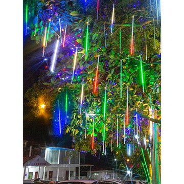 掛樹led太陽能流星雨燈閃燈串燈滿天星星戶外防水圣誕裝飾流水燈