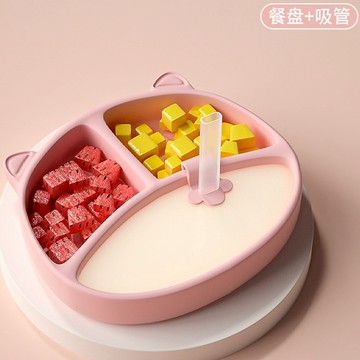 現貨《寶寶餐盤B4B】汽車 貓咪 食品級全矽膠防摔分格餐盤 ♥ 吸盤餐盤 副食品 防滑 分隔盤 嬰幼兒 矽膠餐盤 餐具