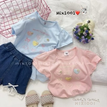 🌈✨mix1001馬卡龍小愛心造型上衣✨兒童柔和愛心印圖上衣5-17