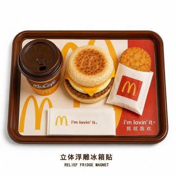 免運🔥本土出貨【麥門永存】立體樹脂浮雕冰箱貼3d立體麥當勞早餐冰箱貼磁吸式