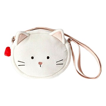 Modern House 兒童柔軟觸感貓咪斜背包  18 x 15cm  白色