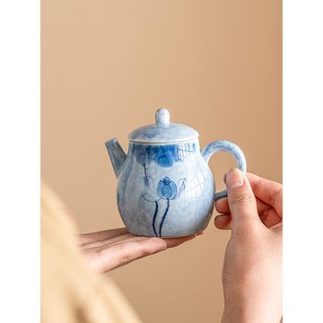 霜語藍蓮花集鼎壺帶過濾功夫茶具陶瓷茶壺泡茶家用不燙手高檔單壺
