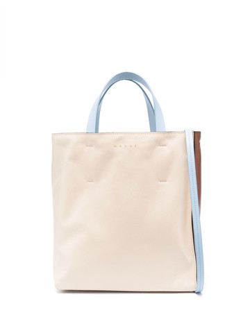 Marni - medium Museo leather tote bag - women - Cotton/Zinc - One Size - Neutrals
