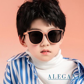 【ALEGANT】輕旅童遊洋玫粉兒童專用輕量矽膠彈性太陽眼鏡│UV400圓框偏光墨鏡