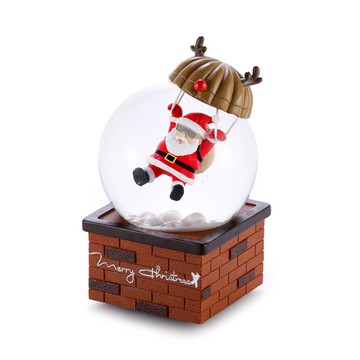 聖誕老人煙囪 水晶球音樂盒 聖誕交換禮物麋鹿聖誕老公公降落傘