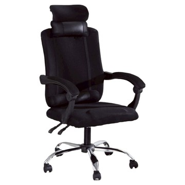 後仰頭靠辦公椅 黑色 透氣網布+PP材質 可伸縮擱腳  一般款  1個