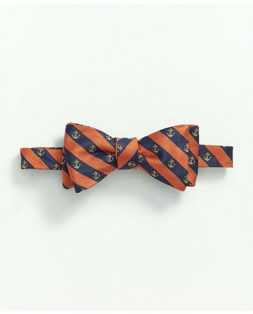 Brooks Brothers Men's Silk Anchor Striped Bow Tie | Orange