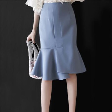 2025春季新款設計感小眾荷葉邊包臀半裙a字中裙子魚尾裙半身裙女