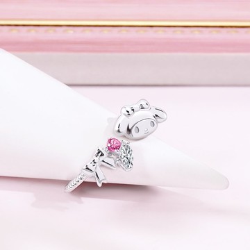 Sanrio學院Mix系列-MyMelody美樂蒂晶鑽純銀戒指