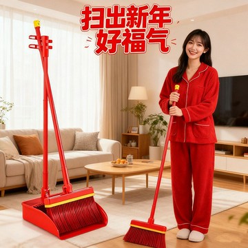 免運 開立發票 漢世劉家掃把簸箕套裝喬遷之喜大紅色結婚家用掃地掃帚好婚慶用品