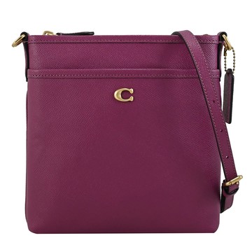 COACH CC526 Kitt 經典C 素面防刮皮斜背包.紫紅