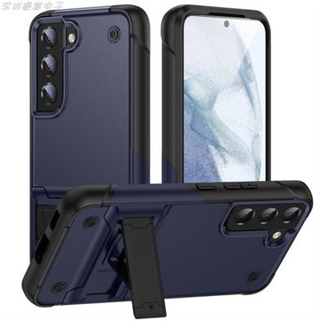 三星s21Plus機械盔甲支架商務防摔手機殼s21Ultra純色磨砂硅膠套