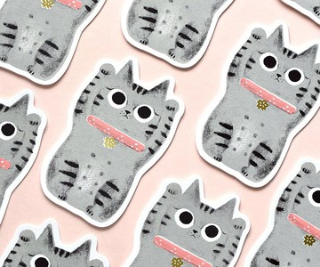 屁屁招財貓 手工絹印卡片