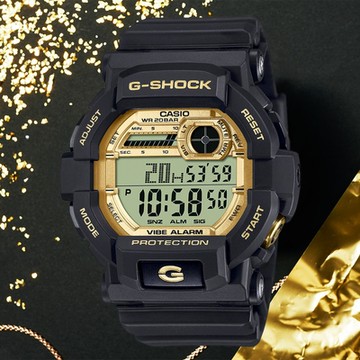 CASIO 卡西歐 G-SHOCK 黑金配色運動手錶 電子錶 1212購物節 送禮推薦 GD-350GB-1
