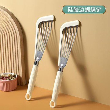 食品級硅膠不鏽鋼蝴蝶鏟家用廚房炒菜煎蛋濾油耐高溫防燙硅膠鍋鏟
