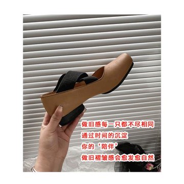 藍小雅~旗袍穿搭uma芭蕾舞鞋女復古外穿新中式方頭豬鼻子瑪麗珍鞋