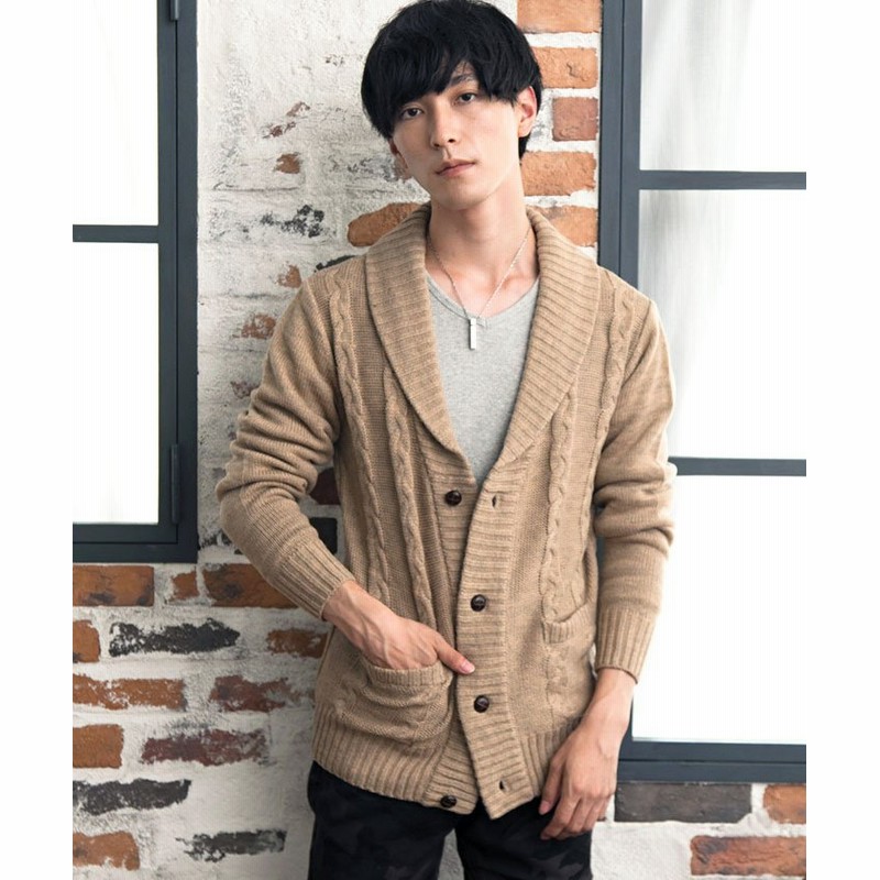 トップイズム ドンキー衿 ショールカラーケーブルニットカーディガン メンズ ベージュ Xl Topism 通販 Lineポイント最大1 0 Get Lineショッピング