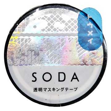 KING JIM HITOTOKI SODA 透明PET卷狀膠帶 箔押款 15mm x 4m  蕾絲鈎花 透明色 + 銀色  1捲