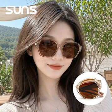 【SUNS】全包覆式折疊墨鏡 時尚大框ins偏光套鏡 透茶 抗藍光+抗UV400 防眩光/遮陽/眼鏡族首選