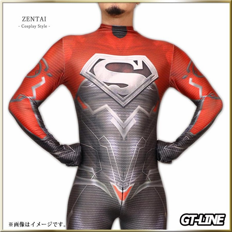 Zentai レッドブラック ファスナー付き 全身タイツ 黒 赤 ゼンタイ