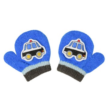akachan honpo - 手套 啾笛聲-警車繡片-藍色-日本製