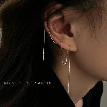 流蘇耳掛 流蘇耳環 耳飾 純銀耳線女輕奢高級感流蘇耳鍊耳環2023新款爆款雙耳洞耳釘耳飾品『ZW7405』