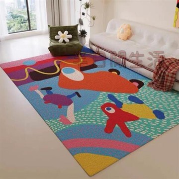 多巴胺地毯 毛絨地墊 床邊毯 臥室地毯 地墊 床邊地墊 腳踏墊 【耐磨易打理】多巴胺地毯客廳沙發茶幾墊臥室床邊地墊卡通