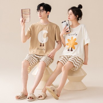 【藍尼居家】現+預 休閒情侶印花家居服(女睡衣/男睡衣/家居服/兩件式套裝)