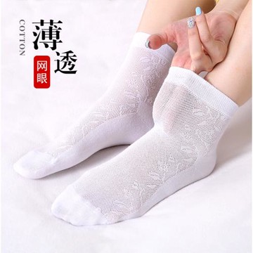 歐蒂愛白色襪子女中筒春夏季薄款網眼透氣防臭吸汗夏天超薄棉襪女