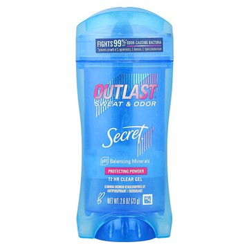 Secret, Outlast®，72 小時透明凝膠淨味劑，保護性粉末，2.6 盎司（73 克）