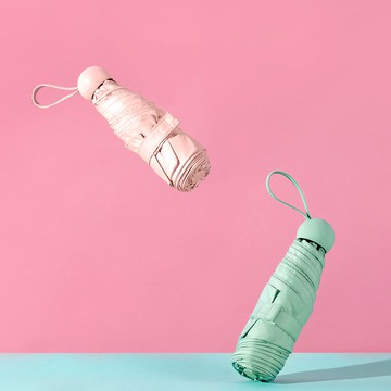心選色膠五折膠囊晴雨傘女彩膠超輕折疊雨傘日韓款防紫外線款