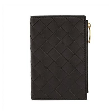 BOTTEGA VENETA Bi-Fold 經典編織羊皮對開中夾(咖啡)