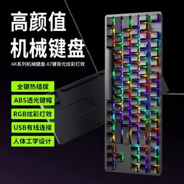 龍衛士AK87機械鍵盤87鍵青紅軸筆記本臺式電腦電競游戲rgb鍵盤