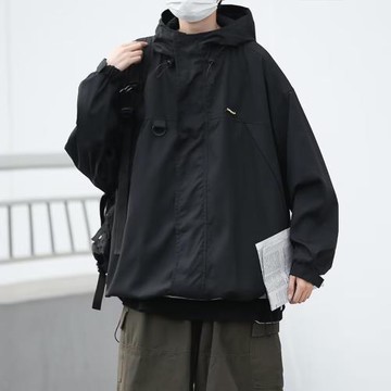 日系防風防水沖鋒衣外套男春季潮牌戶外機能工裝男生風衣夾克男款