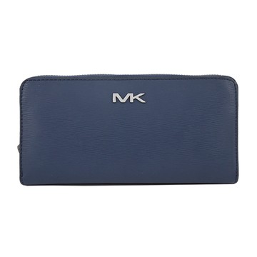 MICHAEL KORS COPER 水波紋皮革拉鍊長夾-藍