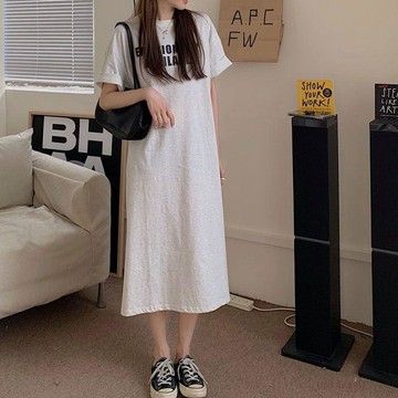 夏季新款T恤連衣裙小衆設計感女夏梨型身材寬鬆顯瘦休閒睡裙外穿寬鬆睡裙家居服睡裙韓版睡裙女生睡裙女生睡衣