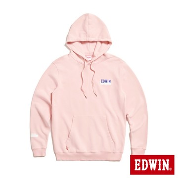 EDWIN 男款 袖口小LOGO連帽長袖T恤(粉紅色)