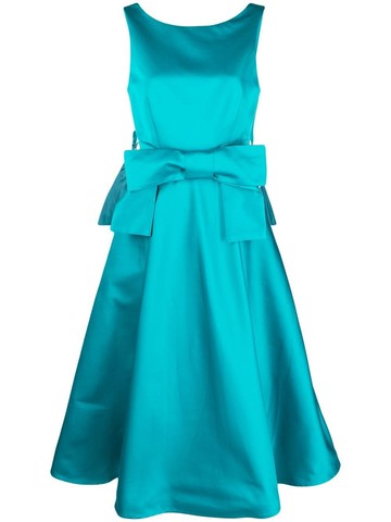 P.A.R.O.S.H. - bow-detail flared midi dress - women - Viscose/Polyester/Acetate - M - Blue