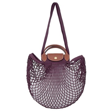 [平輸版]LONGCHAMP LE PLIAGE FILET系列網狀棉質手提/肩背兩用包(大/深紫)真品平輸