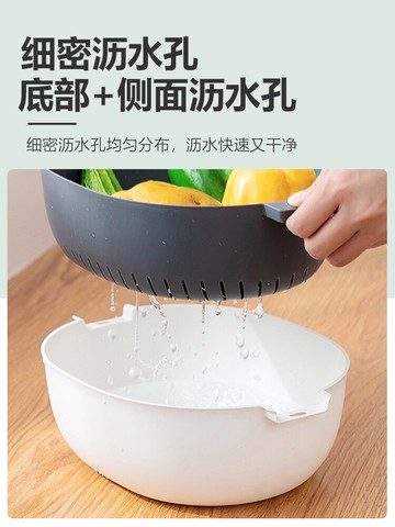 北歐雙層瀝水籃家用多功能菜籃子洗菜籃水果籃收納客廳創意淘米籃