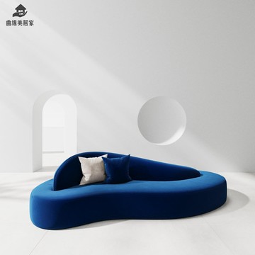 北歐簡約 小戶型 雙面服裝店中島接待 休息區創意弧形售樓處異形沙發qxm8291