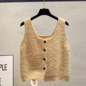 圈圈絨開衫針織馬甲背心女2025秋冬新款寬松外穿圓領馬夾毛衣坎肩