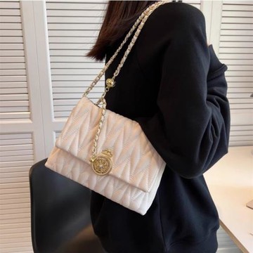 法國MKDA高級感腋下包包女2025新款真皮菱格鏈條包洋氣單肩斜挎包