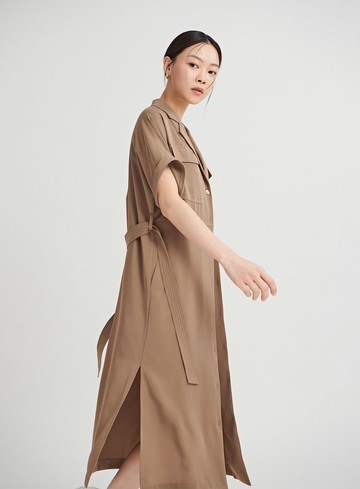 率性壓線設計罩衫襯衫洋裝