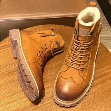 羊皮毛一體雪地靴男冬季保暖加絨加厚馬丁靴防水大碼東北高幫棉鞋