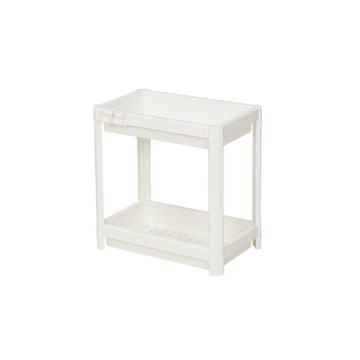 樂嫚妮 萬用二層置物架/收納架-附掛勾-(2色)白色