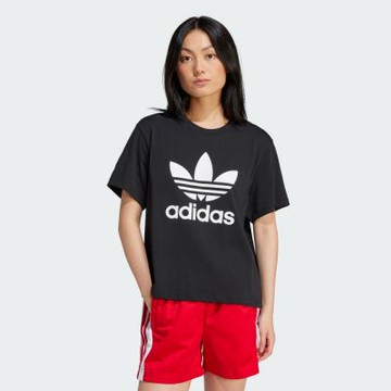 adidas 愛迪達 上衣 女款 短袖上衣 運動 三葉草 TRFL TEE BOXY 黑 IU2422(S2971)