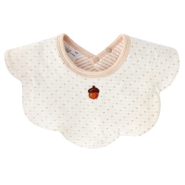 【SISSO有機棉】奶茶小松果二重織親親圍兜